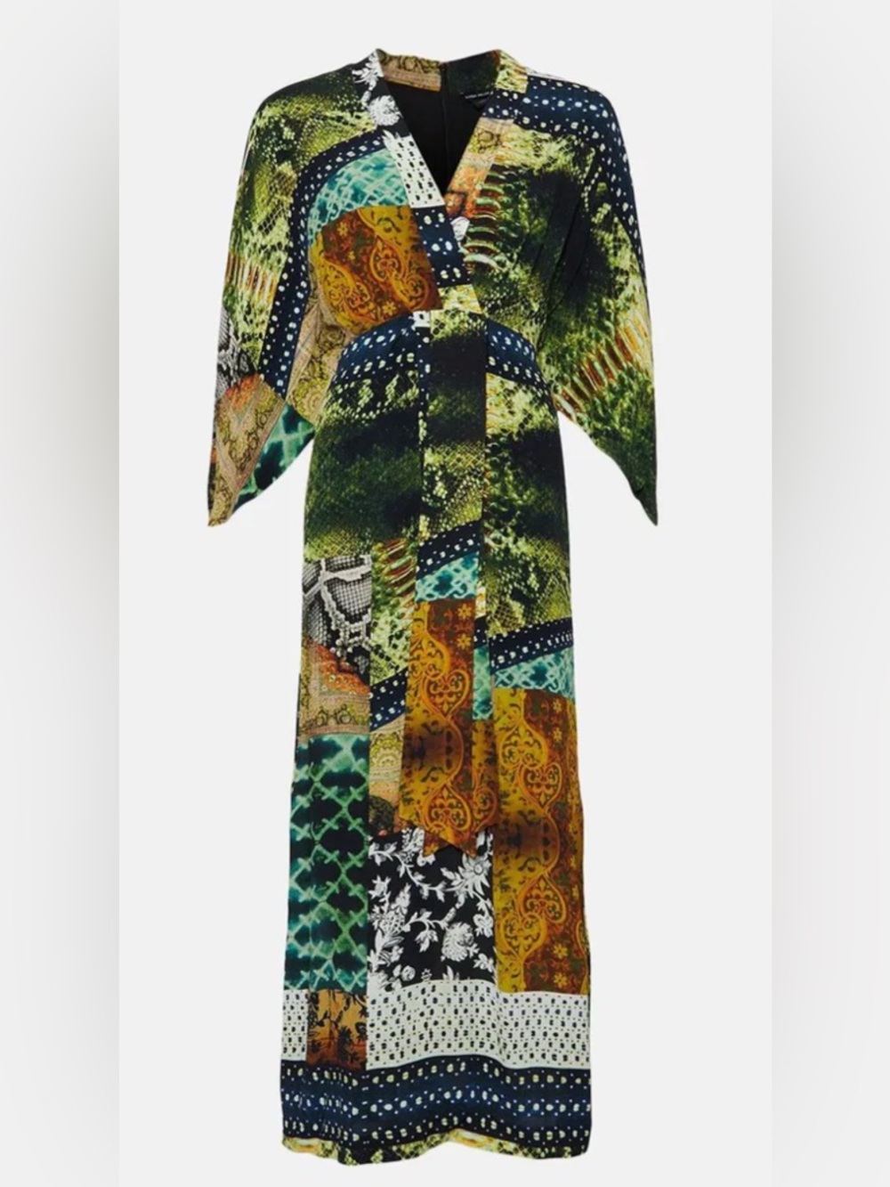 KAREN MILLEN Viscose Crepe Snake Kimono Maxi Dress.